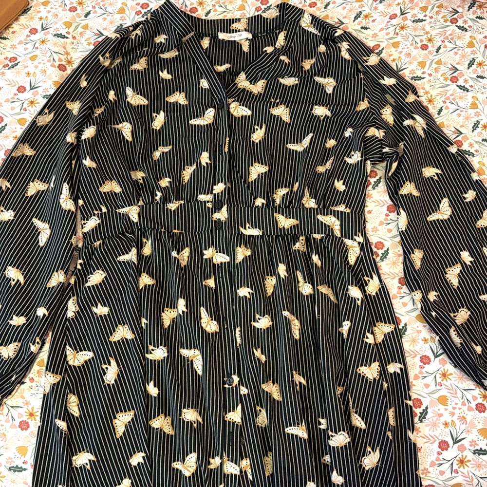 ModCloth Jessy B Navy Striped Dress with Butterflies NWOT Size 1X